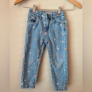 Cotton On Light Blue Kids Jeans with Floral Embroidery